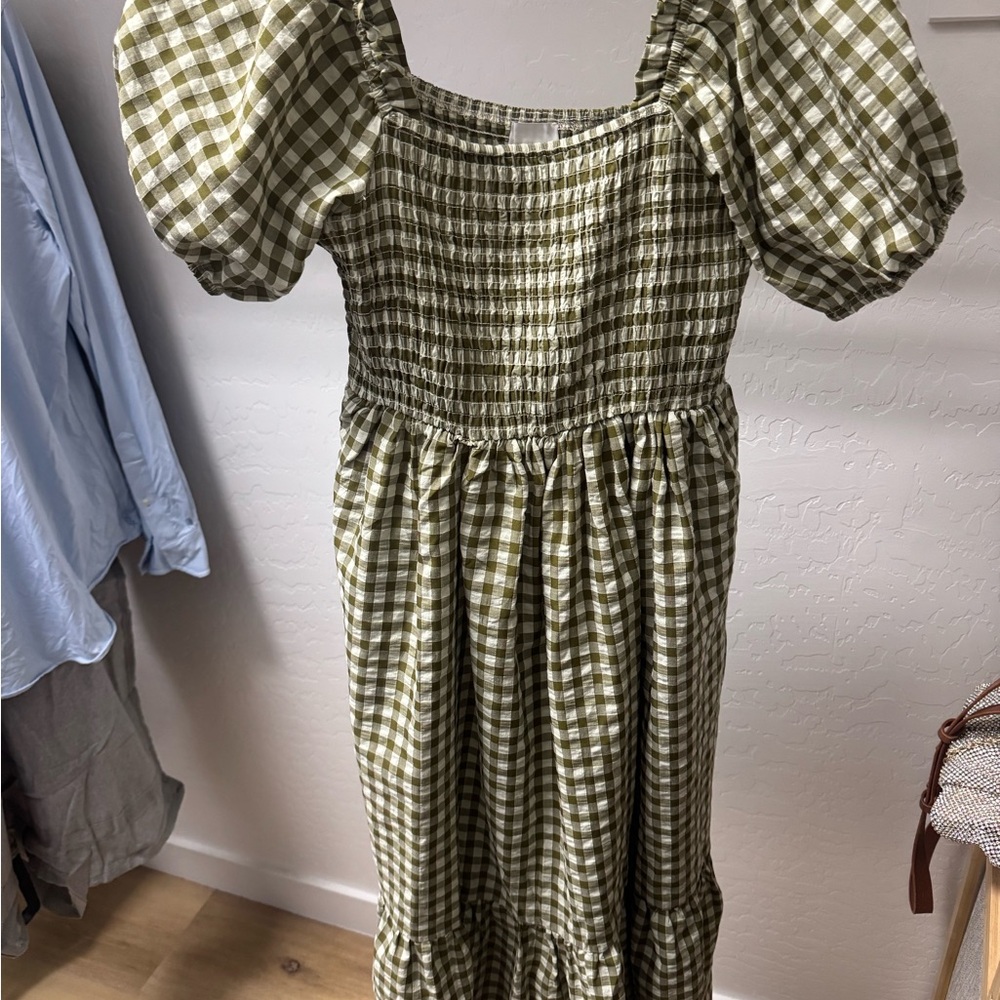 Green Gingham Maternity Dress
